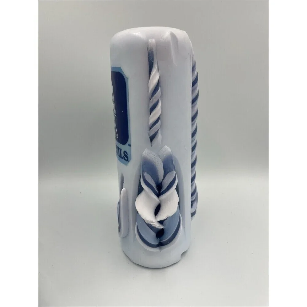 Duke University Blue Devils Candle Hand Carved Ribbon Rare Gift New Unscented